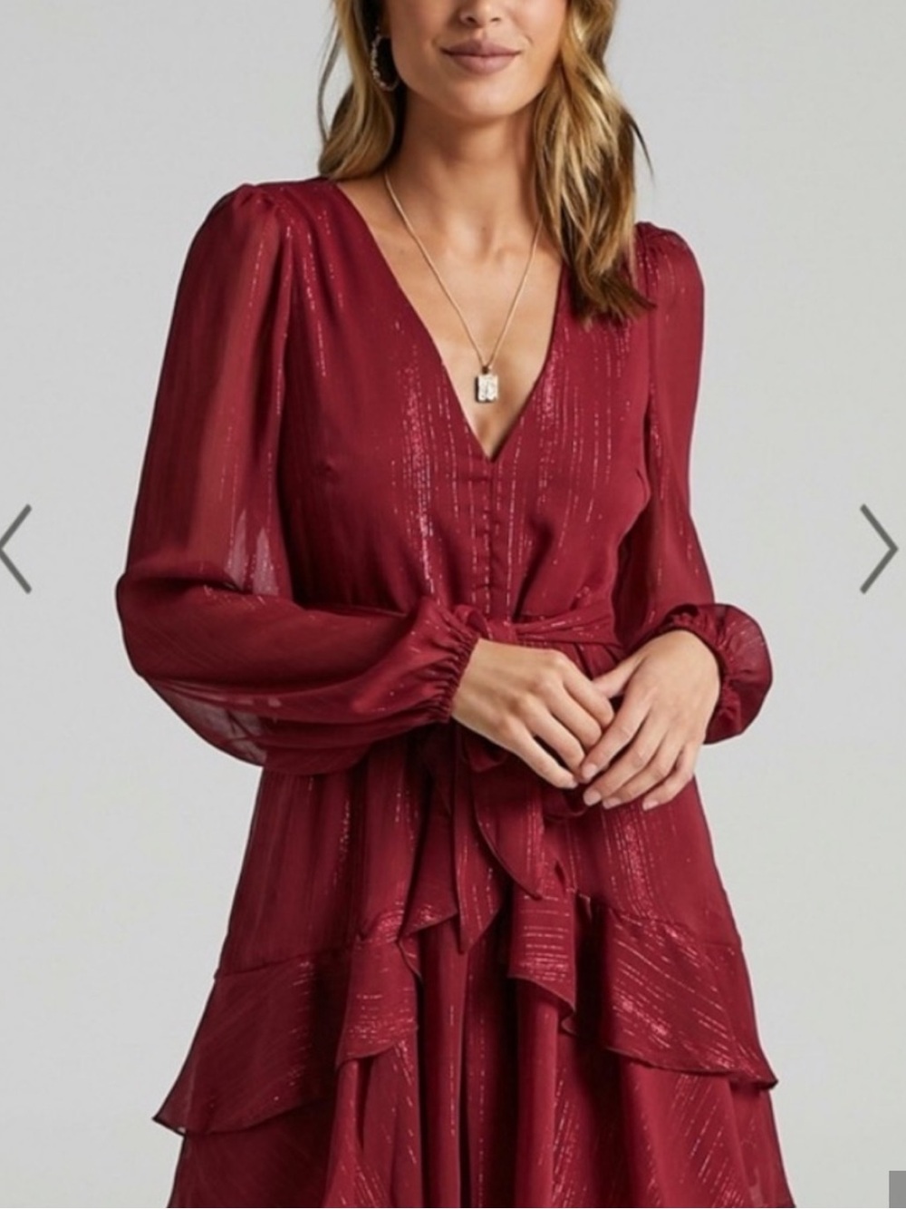 ShowPo “Only Eyes Who Know Me” Ruffle Mini Dress - Wine Red Size US 8 | NWT